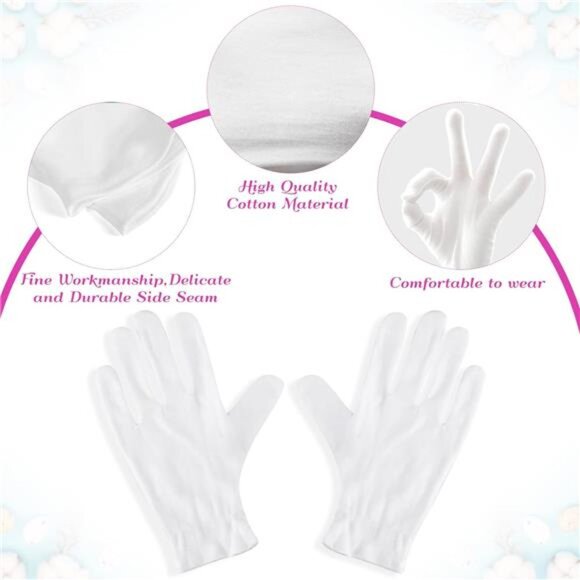 White Cotton Gloves XL Moisturizing Gloves for Dry Hands Eczema Hand Spa Jewelry - Picture 4 of 8